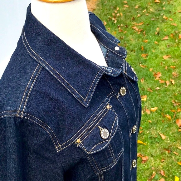 NWOT BACCINI Dark Denim Unlined Jean Jacket Size Medium - Picture 8 of 16